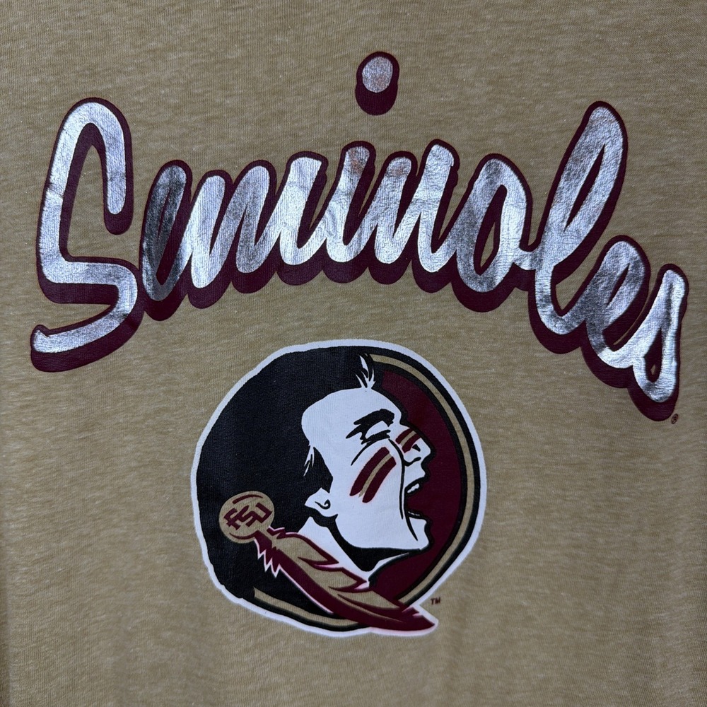 Rivalry Threads FSU Seminoles Women's V-Neck T-Shirt Size L Tan NCAA